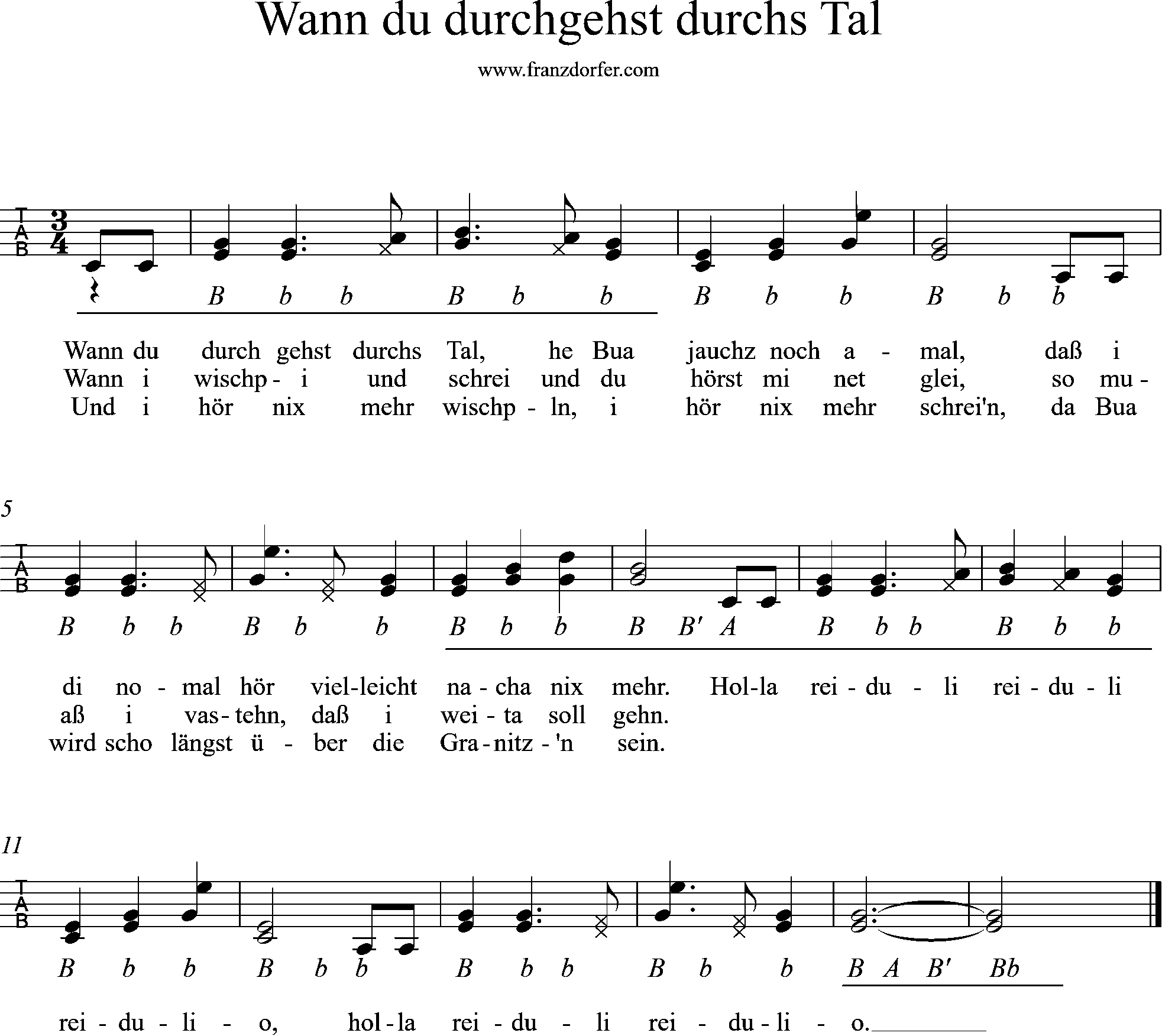 steirische harmonika lernen - Wann du durchgehst durchs Tal